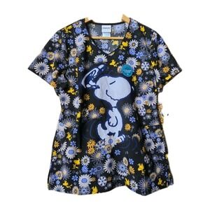 Snoopy Peanuts Tooniforms Scrub Top Scrubs NWT Size Small Black Woodstock Snoopy